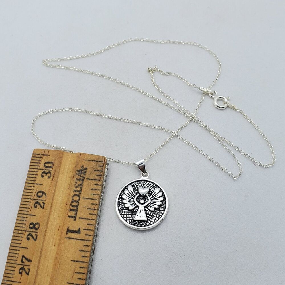Sterling Silver 18" Guardian Angel Necklace 925